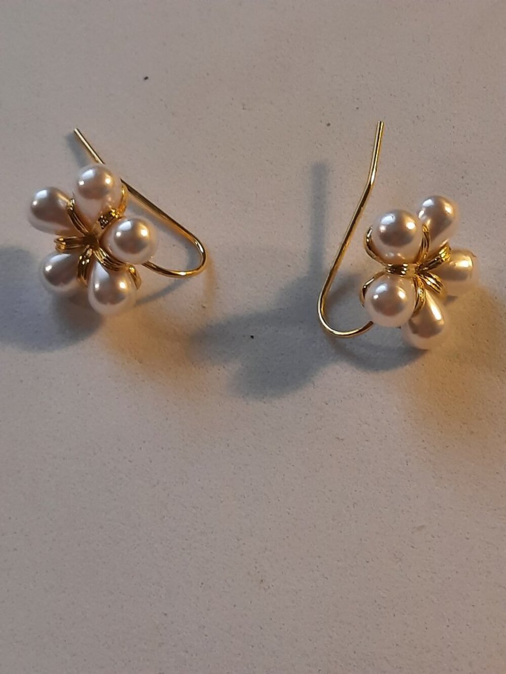 Brand New Creative White Pearl Flower Shape Earrings